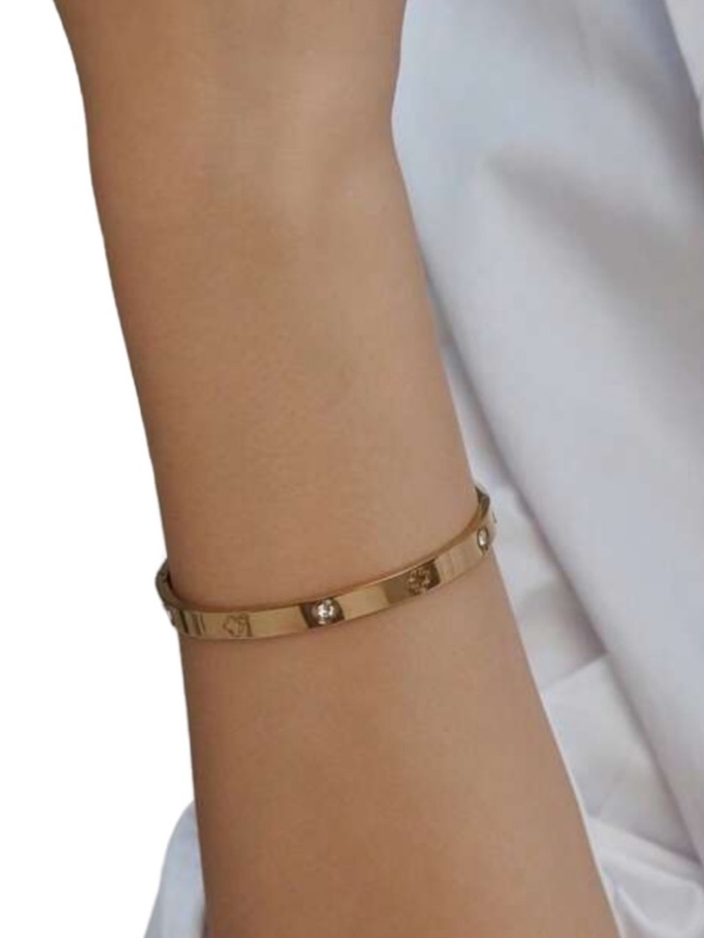 STAX Gold Four Leaf Clover Hinged Bracelet